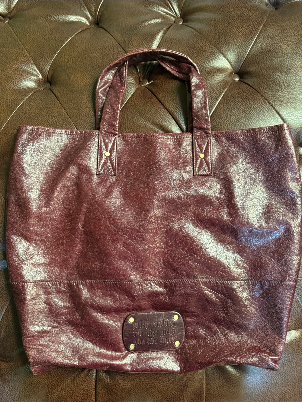 Deep Burgundy/Plum Leather Tote Bag - Women's Carryall
